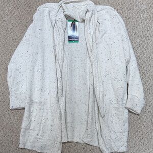 Chaps Speckled White Knit Cardigan